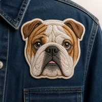 Patch brodé personnalisé Bulldog 3D thermocollant haute densité pour vêtements, faible MOQ