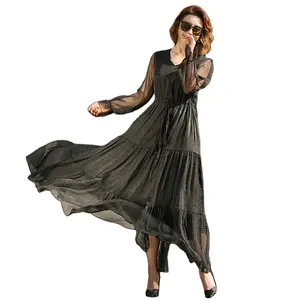Phụ Nữ Mới Voan Chất Lượng Cao Bãi Biển Cộng Với Kích Thước Kỳ Nghỉ Dress Maxi Buổi Tối Phù Dâu Đảng Đám Cưới MỤC VỤ Bohemian Dress