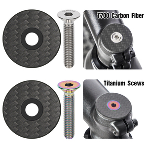 LEBYCLE Kit <span class=keywords><strong>de</strong></span> capuchons <span class=keywords><strong>de</strong></span> <span class=keywords><strong>potence</strong></span> <span class=keywords><strong>de</strong></span> vélo en <span class=keywords><strong>carbone</strong></span> avec vis en titane pour fourche <span class=keywords><strong>de</strong></span> vélo 1-1/8 pouces - Product Image 3