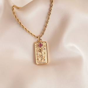 Custom Gepersonaliseerde 18K Gold <span class=keywords><strong>Tarot</strong></span> Hanger Ketting Zon Sterren Liefhebbers Rvs Witchy Sieraden Cadeaus Voor Haar - Product Image 3