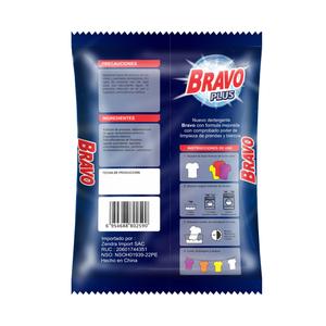 Détergent à lessive en poudre BRAVO de bonne qualité, parfum fort, senteur marine fraîche, écologique, 140gr, jetable - Product Image 3