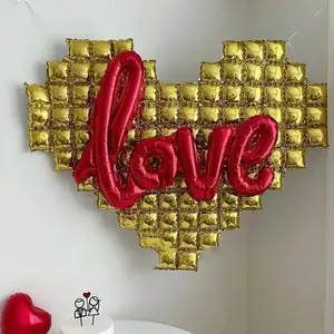 Globos de aluminio Mylar para decoración de pared, lámina de helio, mosaico de corazón, 52 pulgadas, nuevo