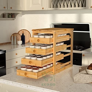 <b>Coffee</b> <b>Pod</b> Holder, 4-Tier <b>Coffee</b> <b>Pod</b> Organizer Drawer <b>Storage</b>, Bamboo Vertical <b>Coffee</b> <b>Pods</b> Rack Holders - Product Image 6