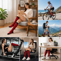 Chaussettes de compression à pois, longues jusqu'aux genoux, respirantes, évacuant l'humidité, pour le sport, les voyages, la course à pied et le cyclisme