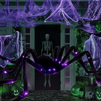 Araignée à LED poilue réaliste | Araignée araignée géante lumineuse avec pattes pliables pour décorations d'Halloween | Araignées d'Halloween