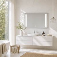 Miroir mural intelligent de salle de bain pour hôtel, moderne et luxueux, étanche IP44, anti-buée, avec éclairage LED