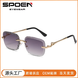 Gafas de Sol Rectangulares Sin Montura, Lentes Degradadas, Protección UV400, Estilo Casual, Unisex, para Adultos - Product Image 5