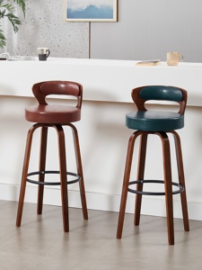 Taburete de Bar Moderno Estilo Song de Madera Maciza con Respaldo Giratorio Sin Reposabrazos para Uso Doméstico - Product Image 6