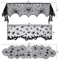 Chemin de table d'Halloween en dentelle noire, nappe toile d'araignée d'Halloween, nappe décorative pour la fête des fantômes