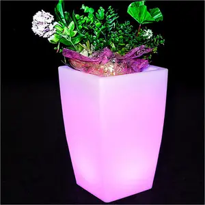 solar charging illuminated large luminous garden flower pots/outdoor solar charging glow plastic led light flower pots planters