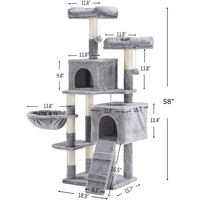 Arbre à chat en bois écologique à 5 niveaux avec griffoir en sisal et hamac, idéal pour l'intérieur, fabriqué en carton