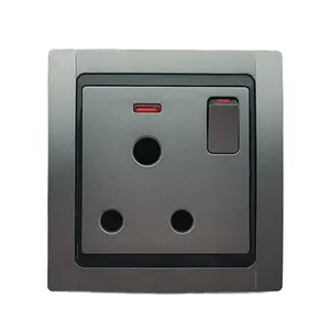 BS Industrial Electrical Power Wall Switch Control 15A Socket Smart Home Hotel Wall Mounting Silver Touch Panel Wall Switches