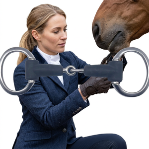 Mors à anneaux lâches pour cheval, en acier inoxydable et cuivre, noir, pour l'équitation et l'entraînement - Product Image 6