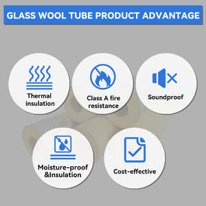 Tube en laine de verre 30mm 50mm 64kg/m³ Isolation thermique en fibre de verre pour conduite de chauffage - Product Image 3