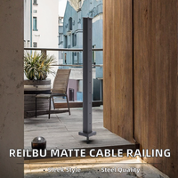 Promotion : Garde-corps à câbles moderne en acier inoxydable et verre, finition noir mat, à fixation au sol, résistant à la rouille, réglable, design épuré, garantie 5 ans