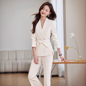 Women's Pink Suit <b>Set</b> Full Sleeve Polyester Formal Wear Spring Anti-Wrinkle <b>Office</b> Workwear - Product Image 3