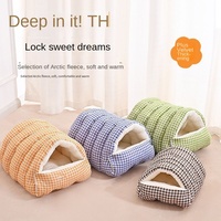 Cama para Gatos y Perros, Cálida, Cerrada, Desmontable, Lavable, de Algodón PP, Sin Necesidad de Ensamblaje