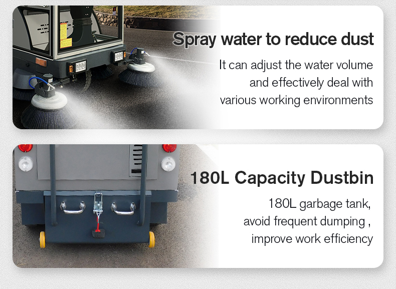 Industrial Electric All Closed Cab Floor Sweeper Driving Type Road Sweeper Street Cleaning Machine