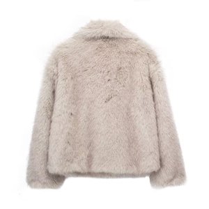 2025 femmes en peluche <span class=keywords><strong>bordeaux</strong></span> Bomber veste solide culture à manches longues veste chaud hiver manteaux femme manteaux décontractés femmes <span class=keywords><strong>fausse</strong></span> <span class=keywords><strong>fourrure</strong></span> <span class=keywords><strong>manteau</strong></span> - Product Image 6