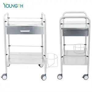 Medical Hospital Dressing Trolley Stainless Steel 3 Layers Surgical Trolley Dressing Cart