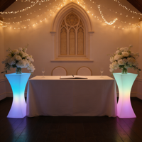 Table de cocktail LED IP65 à 16 couleurs fabriquée en usine, table de bar LED haute brillance pour événements/fêtes/jardin, idéale pour les discothèques et les salons extérieurs.