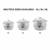 Casserole en céramique blanche émaillée avec couvercle, motif floral peint à la main, style chinois, poignées en boucle, pot en grès, compatible four