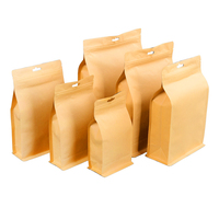 Sacs à thé promotionnels thermoscellables en papier, fond carré, pochette à fermeture éclair, sac en papier kraft brun