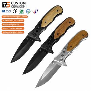 Cuchillo Plegable de Bolsillo Táctico de Supervivencia EDC para Camping, con Hoja de Acero Inoxidable 3cr13 OEM y Mango de Madera de Olivo, con Bloqueo Liner Lock - Product Image 1