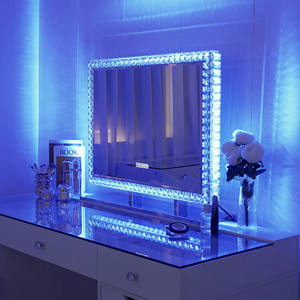 Miroir de maquillage Diamond Vanity Mirror avec écran tactile, LED RGB, lumière intégrée, miroir intelligent pour salle de bain - Product Image 1