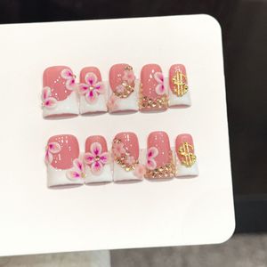 Uñas Artificiales con Forma <span class=keywords><strong>de</strong></span> Estrella Y2K, Diseño Floral 3D, Estilo Francés Ombre, 10 Piezas Reutilizables, Hechas a Mano, Diseños Variados - Product Image 2