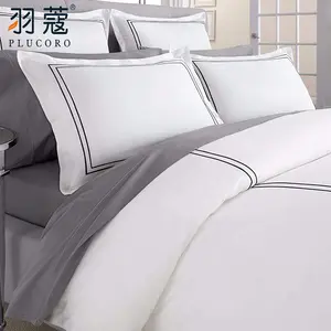 Duvets And Bed Sheets Hotel Hotel Embroidery Bedding 300TC Factory Price 5 Star 80%cotton Embroidery Bedding Sets Luxury