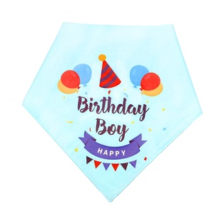 באיכות גבוהה בד כותנה עם שכבה כפולה עם ילד/ילדה וכלב רך בנדנה עם הדפסת יום הולדת מתוקה באביב - Product Image 5