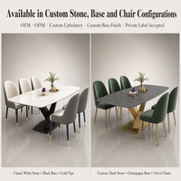 Ensemble Salle à Manger Moderne Luxe 8 Chaises Table Meuble Métal Dessus Marbre pour Cuisine Salon Bar Ensemble Repas 6 Chaises
