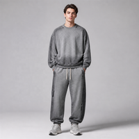 Ensemble de survêtement Wasteland personnalisé avec logo, 2 pièces, 400 g/m², en molleton français, effet vieilli, teint par pulvérisation, coupe oversize, épaules tombantes, style grunge, unisexe