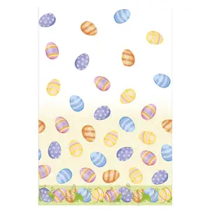 봄 부활절 플라스틱 식탁보 밝고 다채로운 계란 플라스틱 식탁보 사각형 파티 용품 PE 테이블 커버