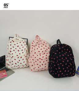 Sac à dos de voyage en velours côtelé à imprimé fraise sublimé, vente en gros d'usine, multifonctionnel, personnalisé, mignon, décontracté, pour filles, collège, école - Product Image 2