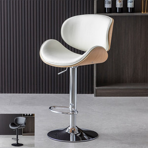 Tabourets de bar de cuisine modernes et réglables de qualité supérieure avec dossier incurvé, siège en cuir synthétique, structure en acier - Product Image 6