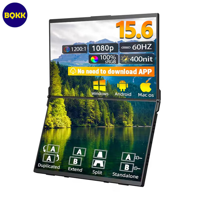 Custom 15.6" 60HZ Dual Portable Monitor Laptop Screen Portable Dual Stacked Triple Screen Laptop Monitor