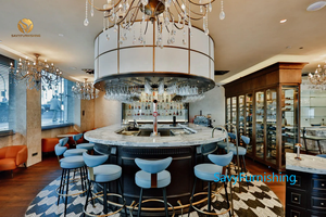 Comptoir de bar moderne en U pour club, bar à vin commercial avec casier à bouteilles, station de bar à cocktails éclairée, solution tout-en-un - Product Image 6