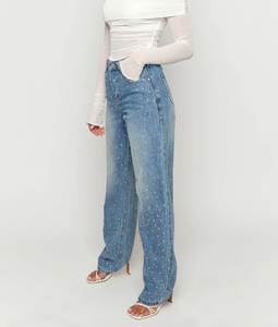 <span class=keywords><strong>Jeans</strong></span> <span class=keywords><strong>Larghi</strong></span> a Gamba Dritta Baggy da Donna Personalizzati di Alta Qualità con Design 3D di Strass Traspiranti Nuovi Pantaloni <span class=keywords><strong>Lunghi</strong></span> Taglia XL per la Mamma - Product Image 4