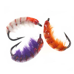 Vente en gros de nymphes tchèques en vrac Scud Mouches à ver avec hameçon barbelé Pêche à la truite Appât à la mouche