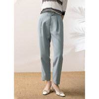 Pantalon court élégant pour femme Yaqi, nouvelle collection été, taille haute, amincissant, polyvalent, design fendu, coupe droite mi-longue drapé