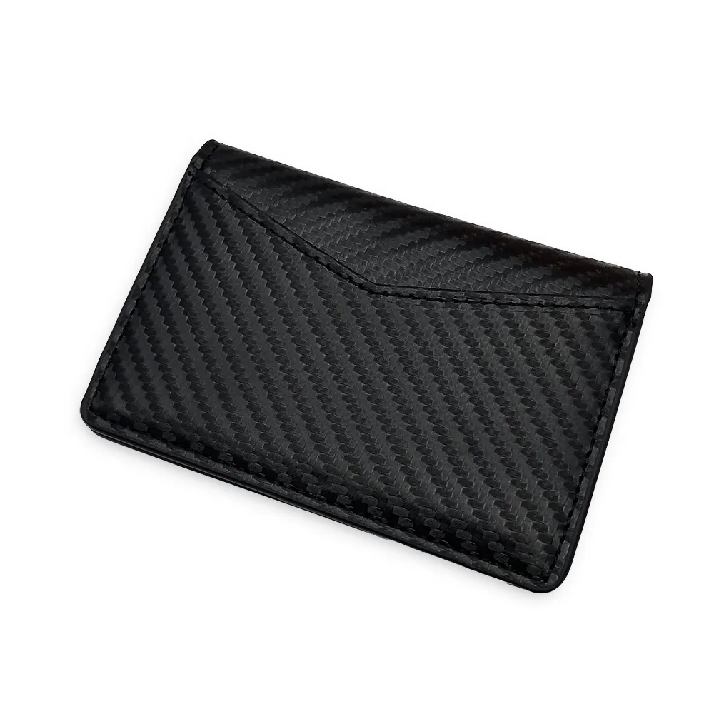 PU fibra de carbono saffiano cuero minimalista hombre plegable tarjetero efectivo ID tarjeta caso Bi Fold cartera titular de la tarjeta de crédito hombres