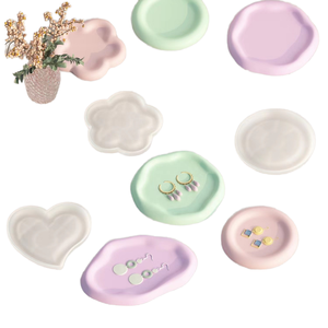 Moule en silicone pour plateau de rangement, forme irrégulière, motif cercle géométrique, fleur, cœur, résistant à la chaleur, non toxique, pour bijoux - Product Image 2