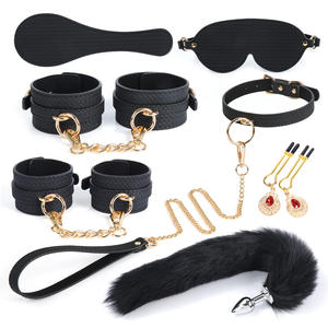 Accessoires SM sexy, ensemble de huit pièces en PU noir tressé, ensemble de bondage pour couple - Product Image 2