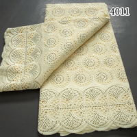 Tissus Africains en Dentelle de Coton Brodés Autriche Dubaï 2024 de Haute Qualité pour Robes Nigérianes Femmes 4011
