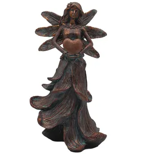 Resina bronzeado deixa Anjo decorado estátua do jardim com amor