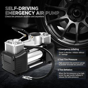 Compresseur de gonflage de pneus de voiture portable 12V 150 Psi à 2 cylindres pour réparation de pneus et gonflage de pneus lourds - Product Image 4
