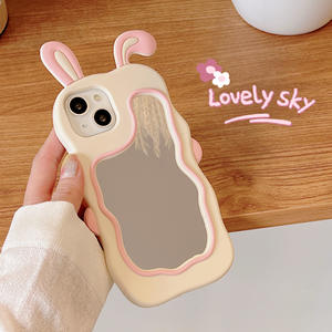 Coque de Téléphone en Silicone Lapin Rose Mignon avec Miroir pour iPhone 15 16 Pro Max et Apple 13/12/11/XR - Product Image 3