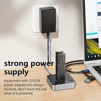 Duplikator M.2 Dual Bay NVMe SSD Cloner dengan USB 3.2 20GB Type-C Tanpa Alat untuk SSD 2230-22110 hingga 8TB Mendukung Apple 17